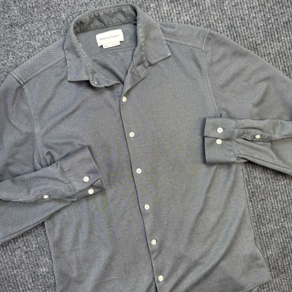 Ministry of Supply Apollo Shirt Mens Medium Slim Gray Performance Dress Commute - Picture 1 of 10